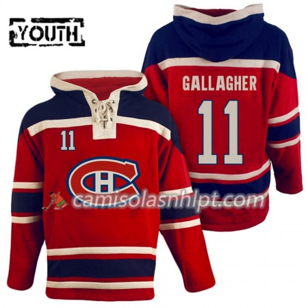Camisola Montreal Canadiens Brendan Gallagher 11 Vermelho Sawyer Hoodie - Criança